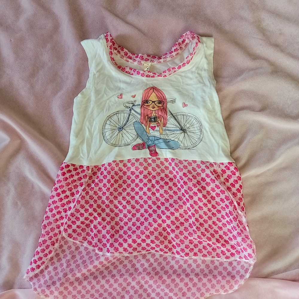Charming Pink and White Kids' Tank Top